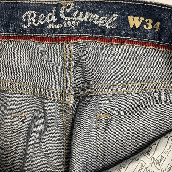 Red Camel Men’s Distressed Blue Jeans 34 x 34 - Picture 6 of 10